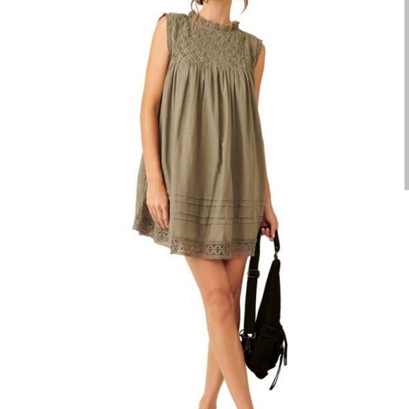 Free People Shea Mini Dress in Dried Basil S NWT - Picture 2 of 8